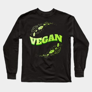 Green Leaves Logo - Go Vegan Long Sleeve T-Shirt